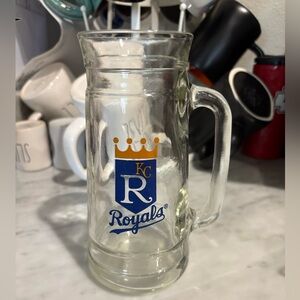 Vintage Kansas City Royals Glass Megaphone Mug 7.25” tall Rare
